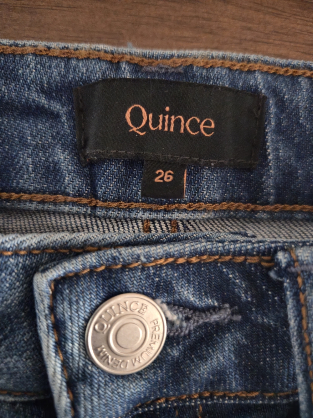 Quince Bella Stretch Barrel Jeans Athlantic Blue Size 26 Inseam 28 - Picture 8 of 10
